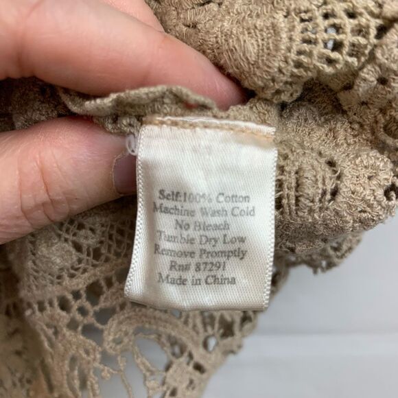 Johnny Was Boho Cream Lace Tiered Crochet Top Blouse Size Small - Picture 5 of 6